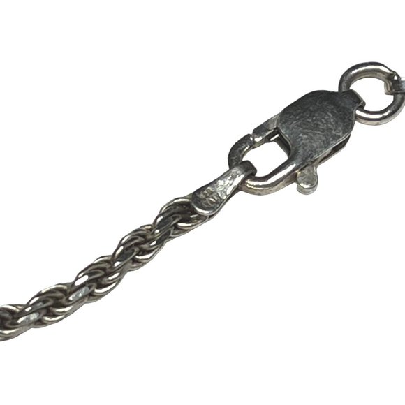 Sterling Silver Blue Agate Stone Pendant Necklace 16" - Picture 6 of 7